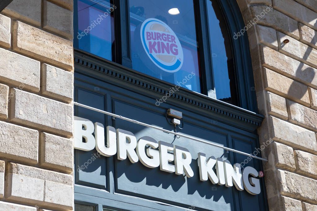 Bordeaux , France -  03 12 2024 : Burger King restaurant sign text and brand logo facade us fast food franchise