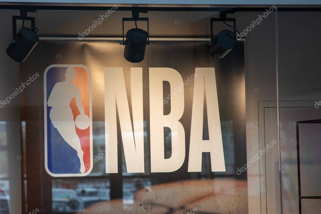 Bordeaux , France - 03 28 2024 : NBA store logo brand and text sign shop facade of basketball sports basket chain product from us american boutique