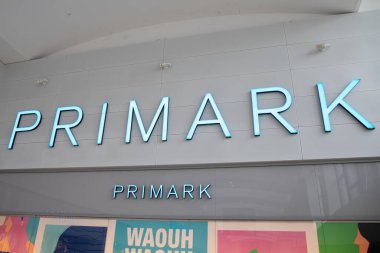 Bordeaux , France - 03 28 2024 : Primark logo brand fashion shop and text sign store on chain facade boutique storefront affordable clothing entrance clipart
