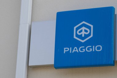 Bordeaux , France -  04 04 2024 : piaggio dealership logo and text sign on shop wall building of italian motorcycle and motorbike scooter store clipart