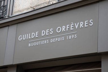 Bordeaux , France -  04 15 2024 : guilde des orfevres logo brand and text sign front facade of store commercial shop jewelry clipart