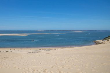 Dune du Pilat panoramik görüntü Atlantik okyanusu Bassin D 'arcachon, Aquitaine France