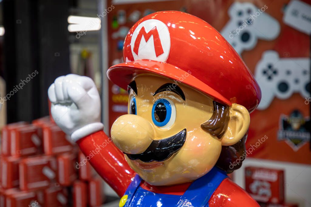 Bordeaux , France -  05 27 2024 : Nintendo super mario broth brand logo and text sign on figure shop advertising mario kart brother