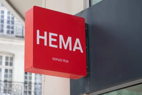 Stock image Bordeaux , France -  06 06 2024 : hema shop chain facade text sign and red logo brand store front facade boutique in city street