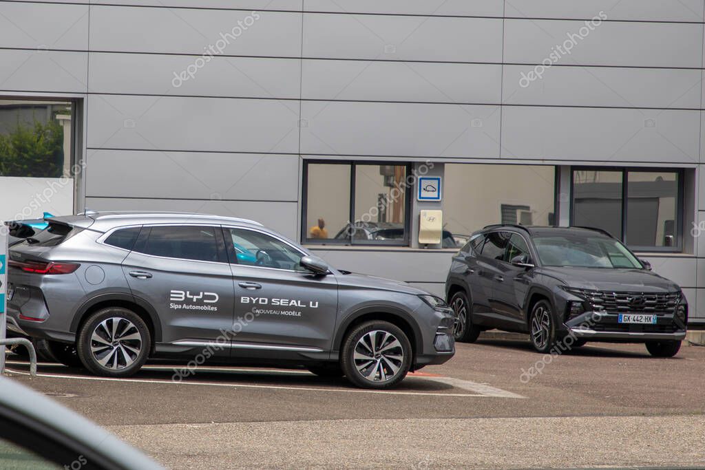 Bordeaux , France -  06 20 2024 : BYD Seal u Electric Car rear view front dealership SUV Chinese manufacturer