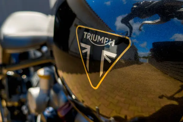 stock image Bordeaux , France -  06 23 2024 : Triumph Bonneville Bobber limited edition motorcycle brand text sign and logo on fuel tank of neoretro motorcycle tfc