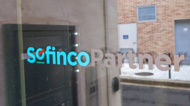 Bordeaux , France -  07 06 2024 : sofinco partner text sign and brand logo of french office front of agency building bank credit clipart