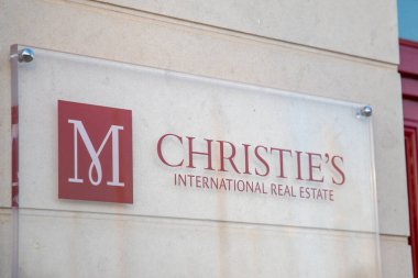 Bordeaux , France - 07 22 2024 : Christie`'s International Real Estate sign brand and text chain store logo on boutique maxwell Baynes facade clipart