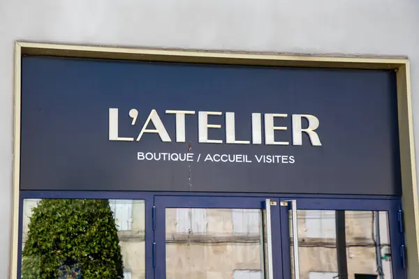 stock image Cognac , France - 07 23 2024 : martell atelier store logo sign brand in entrance cognac shop text brand distillery