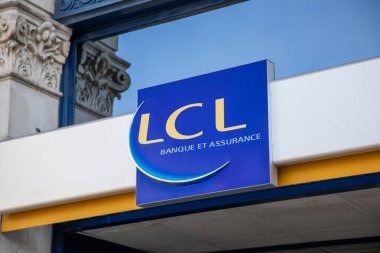 Bordeaux , France - 07 27 2024 : Lcl banque logo sign and brand text le credit Lyonnais french bank signage agency facade office clipart