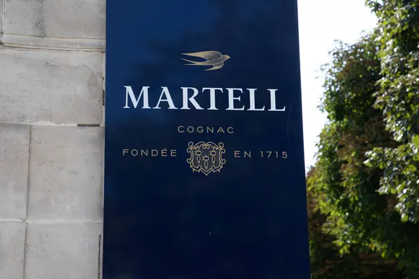 stock image Cognac , France - 07 23 2024 : Martell cognac store logo brand and text sign in building city in Charente France