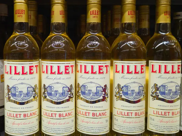 stock image Bordeaux , France -  09 11 2024 : Lillet logo sign and text brand name of aromatized French wine based aperitif in bottles in french supermarket