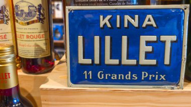 Bordeaux , France -  09 11 2024 : Lillet kina wine board panel logo and text sign of brand name of aromatized French wine based aperitif in france clipart