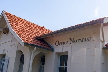 Bordeaux , France -  10 09 2024 : office notarial notaire france symbol of notary office french entrance text logo sign on wall facade building clipart