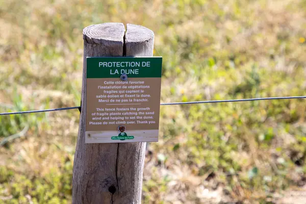 stock image Bordeaux , France -  09 25 2024 : Office national des forets French panel of the ONF National Forestry Office logo brand and text sign protection de la dune means sand dune protection