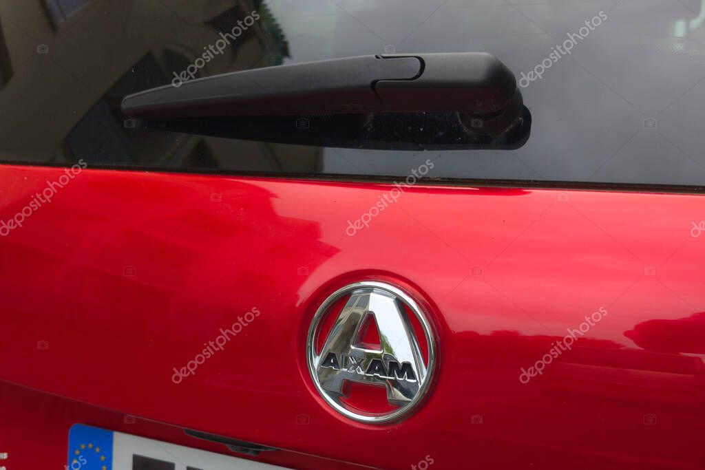 Bordeaux, France -  10 03 2024 : aixam micro car brand text car and sign logo on rear french car without driving license