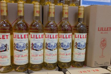 Bordeaux, France - 10 23 2024 : Lillet logo sign and text brand on bottle box in market name of aromatized French wine aperitif bottles clipart