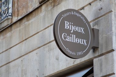 Bordeaux, France -  10 29 2024 : bijoux cailloux brand text shop and sign logo on facade store fashion entrance in street view clipart