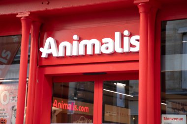 Bordeaux, France - 11 13 2024 : animalis logo sign store animals center shop home improvement brand text wall facade clipart