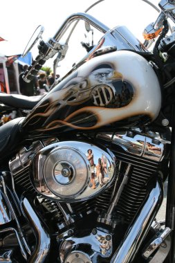 Bordeaux , France - 11 12 2024 : harley davidson brand logo and sign on custm tank air filter of american custom modern Motorcycle clipart