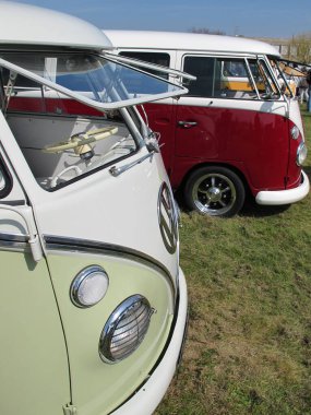 Bordeaux, France -  11 04 2024 : vw logo sign brand front on line split bus Volkswagen classic badge on vintage car vehicle type 2 transporter camper clipart