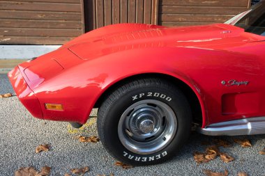 Bordeaux , France - 11 19 2024 : Chevrolet Corvette C3 Stingray front car logo brand and text sign on american vintage racing vehicle clipart