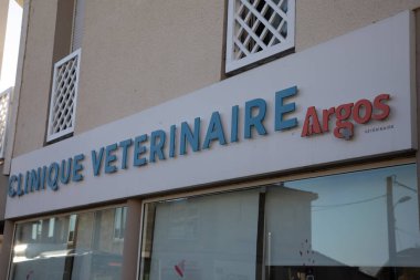 Bordeaux , France - 12 02 2024 : argos clinique veterinaire doctor animal veterinary logo sign building wall and brand text on office facade building in France clipart