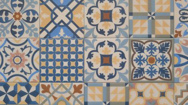 arkaplan mozaiği Portekiz desenli azulejo dekorasyon zemin ve duvar
