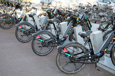 Bordeaux , France - 12 16 2024 : tbm le velo cycle urban in town self-service bicycle parked in bordeaux city bike clipart