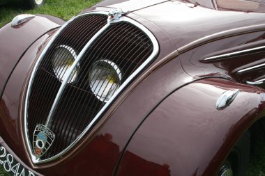 Bordeaux , France - 12 29 2024 : Peugeot 402 1936 logo text and sign brand on old car grille vintage retro car french popular clipart