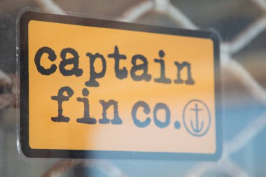 Bordeaux , France - 02 06 2025 : Captain Fin Co. surfing products and apparel sign text and logo brand on facade store wall entrance shop signage clipart