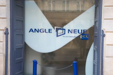 Bordeaux , France - 02 12 2025 : lcl angle neuf credit lyonnais office sign brand and text logo of french agency bank facade building clipart