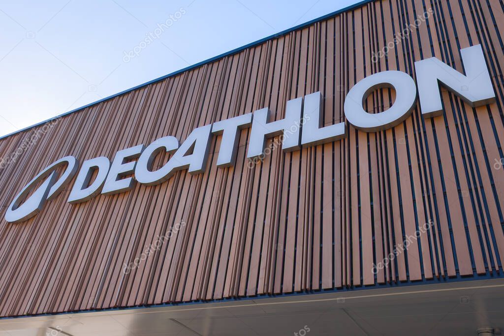 Bordeaux , France - 02 27 2025 : decathlon new facade text sign store logo brand in shop building chain