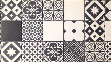 arka plan süslemeli Portekiz dekoratif fayanslar duvar azulejos siyah beyaz klasik döşeme dokusu