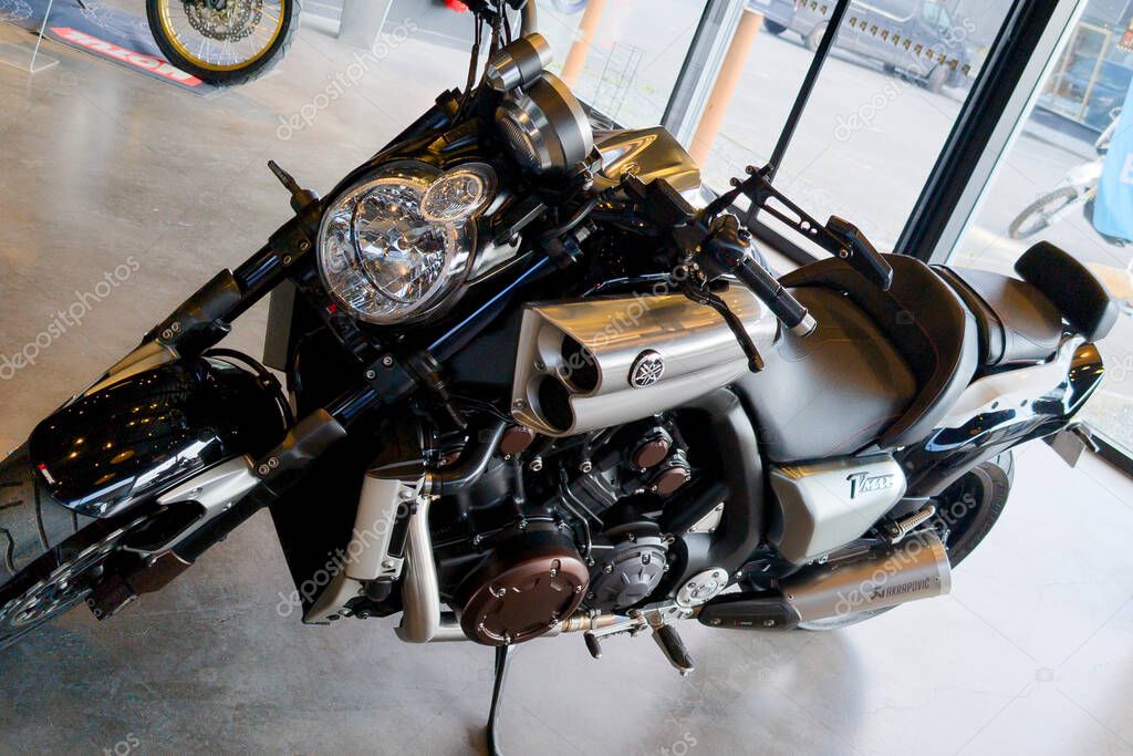 Bordeaux , France -  31 03 2025 :yamaha v-max 1700 modern power motorbike japan custom speed big engine motorcycle