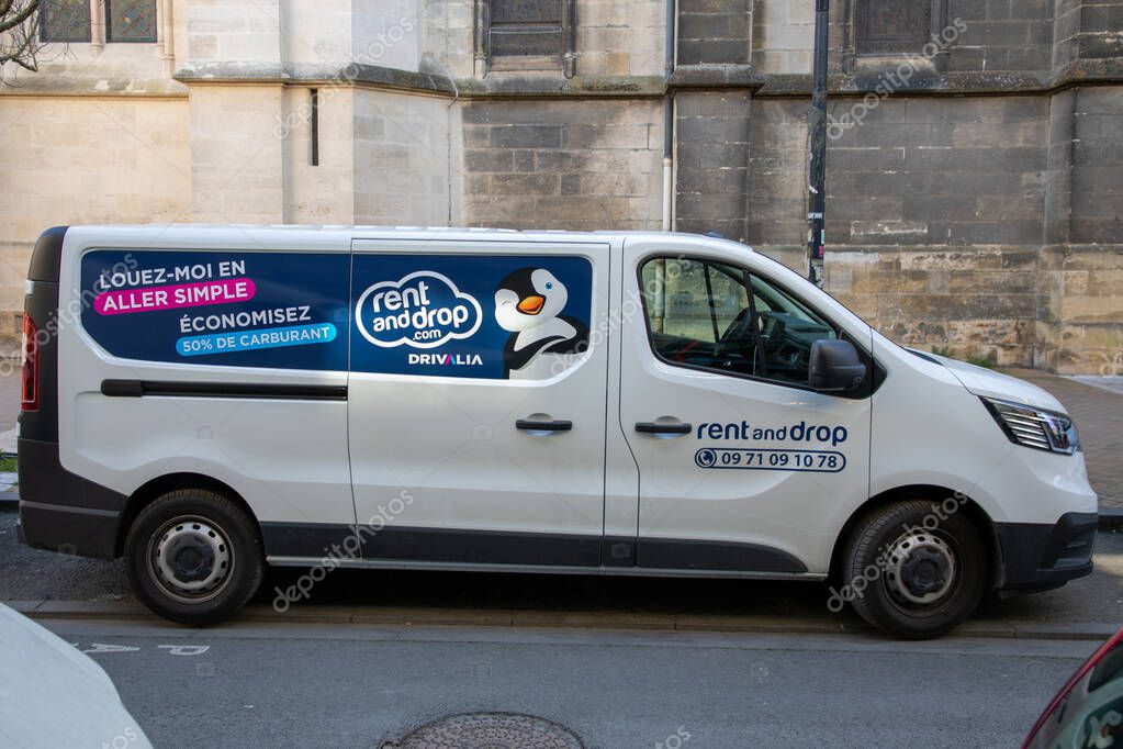 Bordeaux , France -  31 03 2025 : rent and drop drivalia car logo brand and text sign on panel van side truck of mobility agency car rental company
