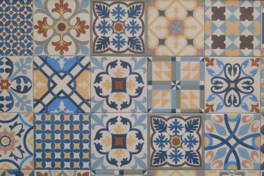 arka plan eski Portekiz dekoratif fayanslar çiçekler retro azulejos duvar renksiz
