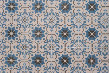 arkaplan mavi mozaik gri çiçekli Portekiz desenli azulejo dekorasyon zemin ve duvar kağıdı