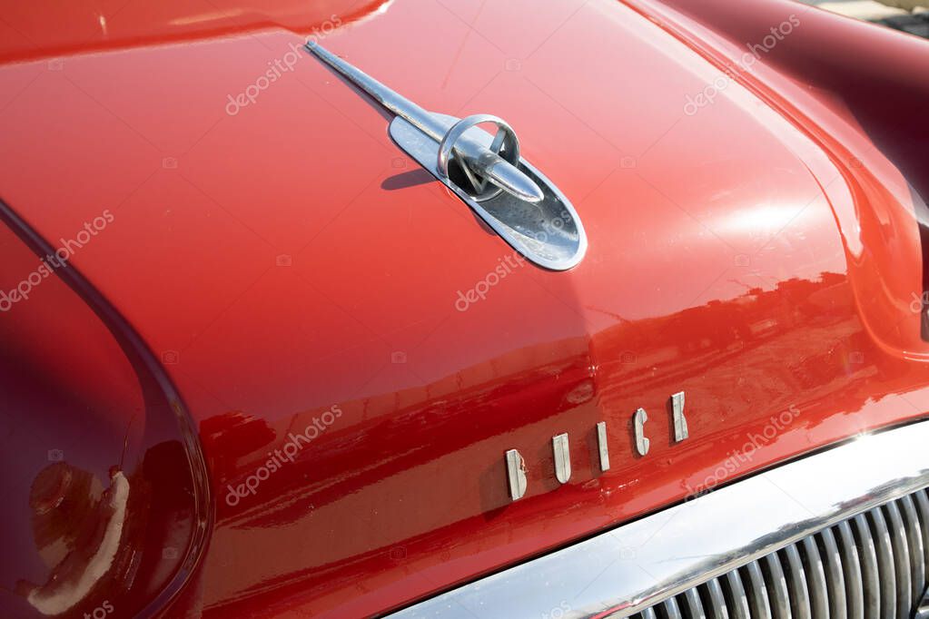 Bordeaux , France - 04 08 2025 : Buick skylark logo brand and text sign front headlight fifties vintage shiny car american