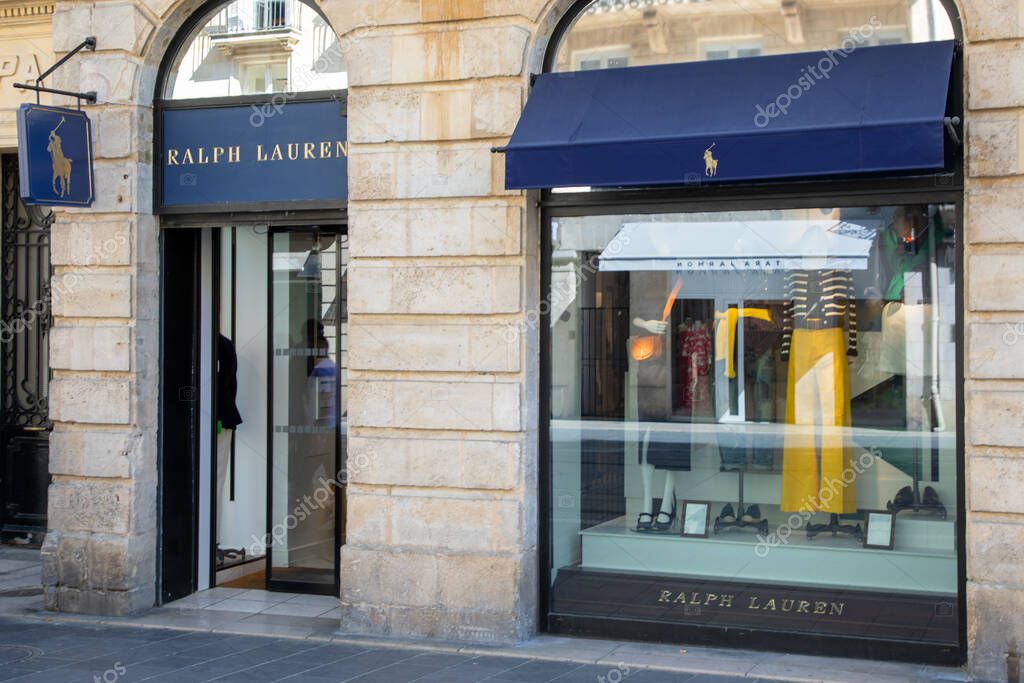 Bordeaux ,  France - 04 11 2025 : ralph lauren storefront boutique fashion logo text chain and brand sign on street facade city of clothes store wall shop fashion