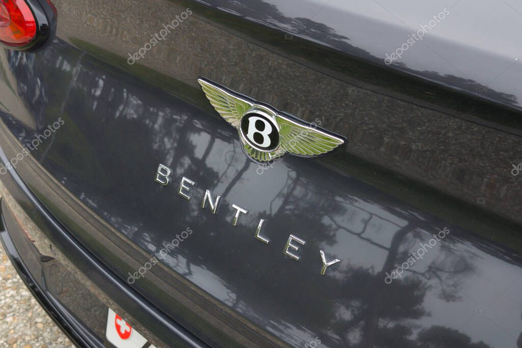 Bordeaux , France - 04 16 2025 : bentley bentayga V8 S logo text sign chrome emblem of british luxury brand super car