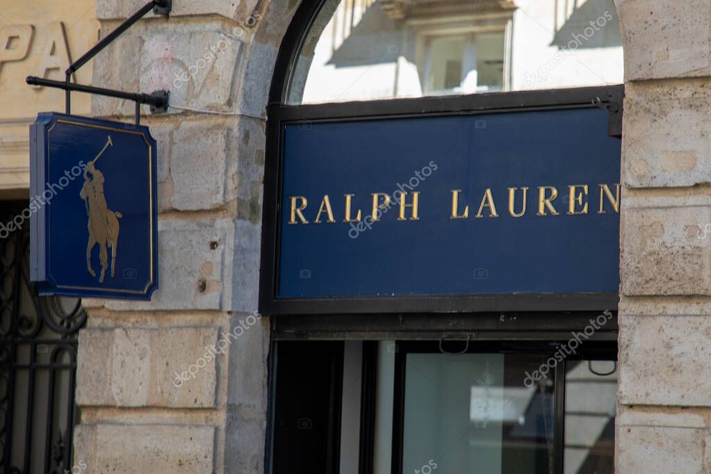 Bordeaux , France -  04 18 2025 : ralph lauren brand chain store text sign and logo shop front of american fashion company boutique storefront