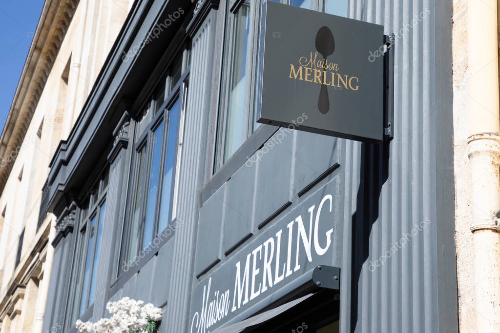 Bordeaux , France -  04 23 2025 : maison merling cafes logo brand and text sign on coffee facade shop french traditional coffee roaster store