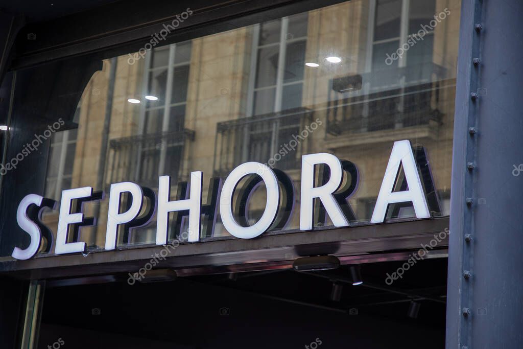 Bordeaux , France - 04 28 2025 : sephora sign text and brand logo on facade windows wall shop storefront french boutique chain of perfumery fashion cosmetics
