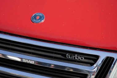 Bordeaux, Fransa - 05 01 2025: saab turbo scania car Ancitimer logo text and brand front of vintage automobile