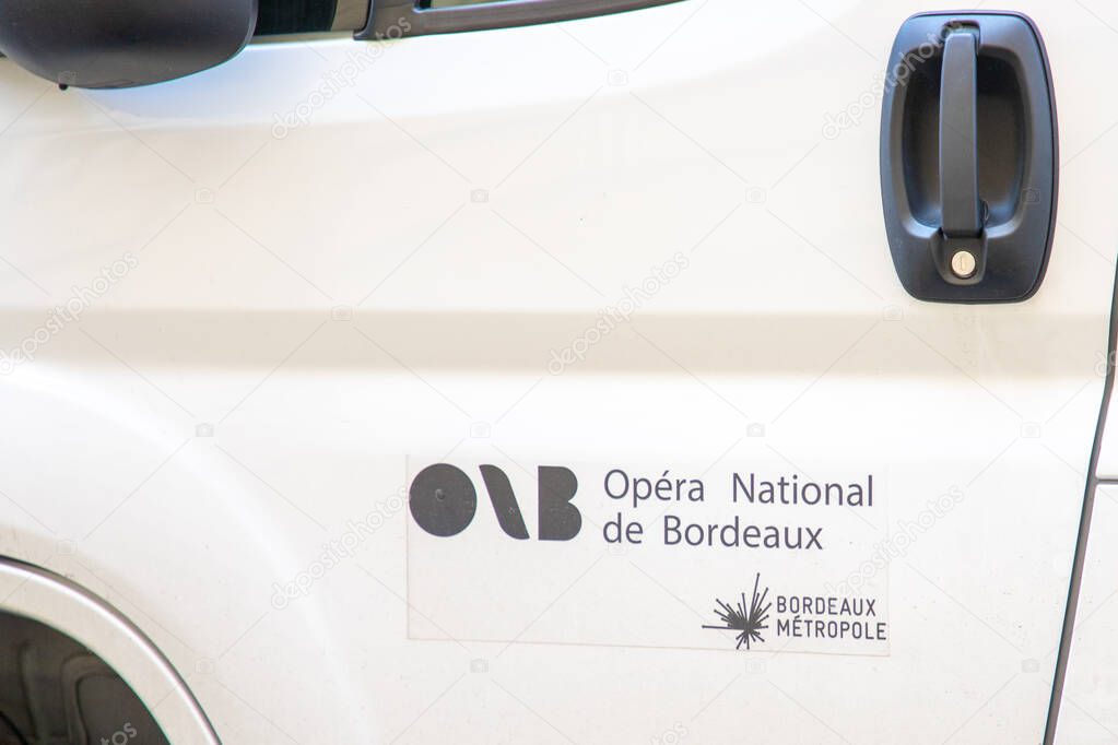 Bordeaux, france - 05 24 2025 : opera national de bordeaux logo brand and text sign on car van of bordeaux national opera in city france