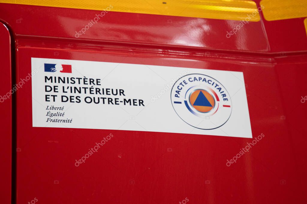 Bordeaux, France -  06 02 2025 : ministere de l'interieur et des outre-mer liberte egalite fraternite sign text and brand logo france republic freedom equality fraternity french pacte capacitaire