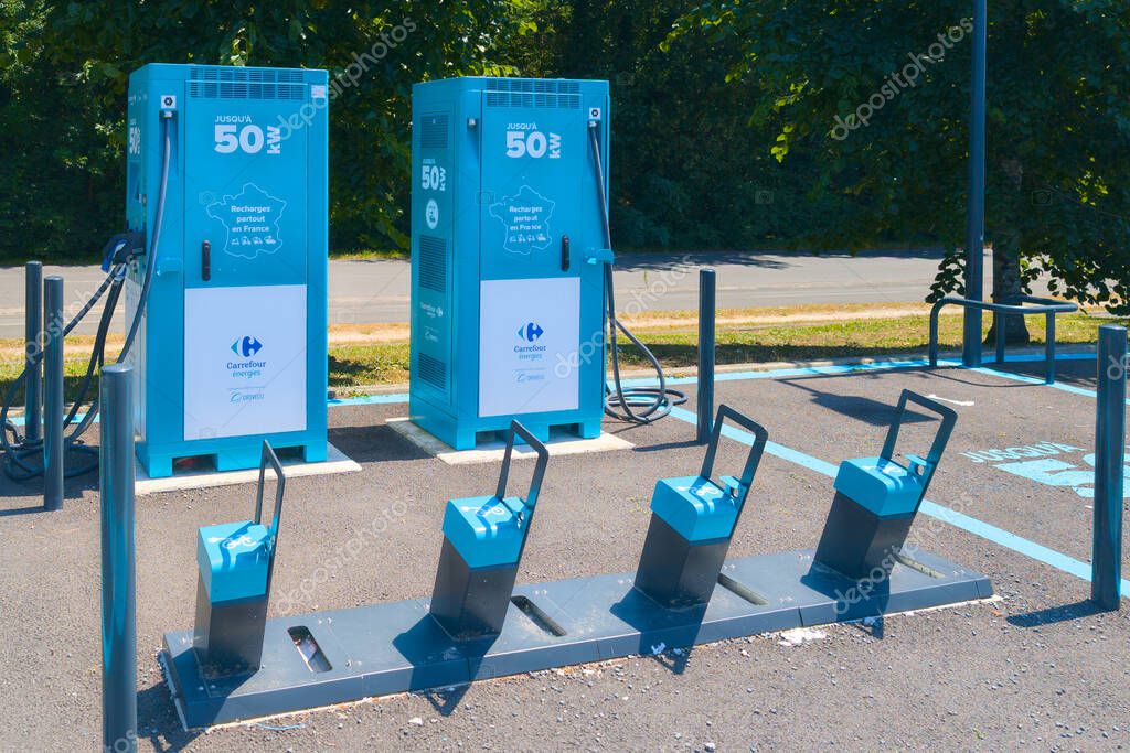 Bordeaux , France -  06 18 2025 : carrefour energies driveco brand text and logo sign ev electric car charging point station park vehicle and bicycle ev stations point