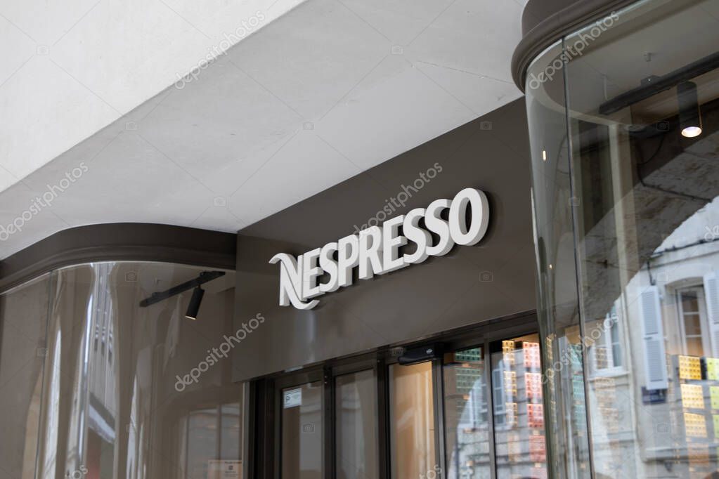 Bordeaux , France - 07 01 2025 : nespresso brand logo and text sign of shop facade coffee machines capsules and storefront accessories store