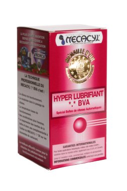 Bordeaux, Fransa - 09 01 01 2025: Mecacyl hiper yağlayıcı bva otomatik otomotiv kayganlaştırıcı şirket logosu ve kutu pembesi motor katkı maddesi üzerindeki metin işareti